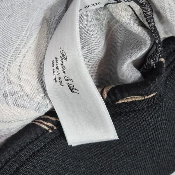 Porter & Ash Floral Bomber Jacket Black Tan Hibiscus FullZip Inner Pockets Large - Picture 10 of 14